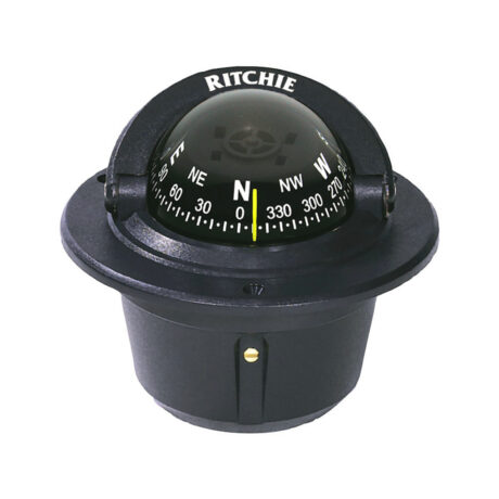 Ritchie Navigation F-50 - Explorer Flush Mount Compass (Flush Mount, Black, Direct Read, Black Dial 2-3/4")
